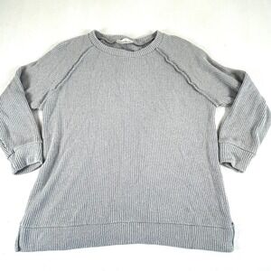Zenana‎ Womens Gray Waffle Knit Raglan Sleeve Exposed Seam Sweater ITW-2475Y L